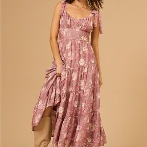 Altar'd State Multicolored Asymmetrical Ruffled Maxi Dress
